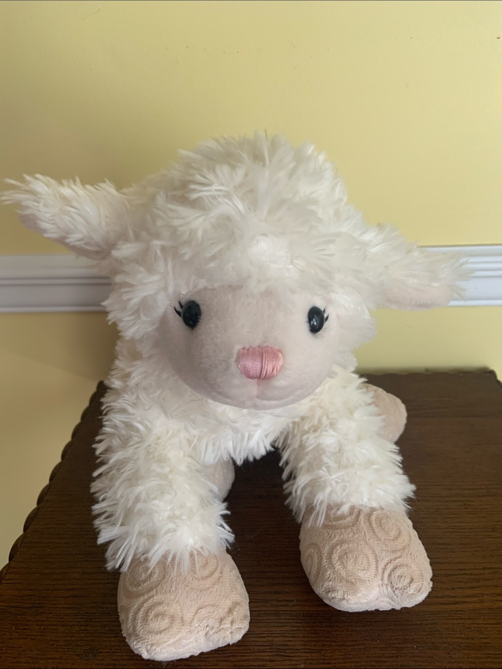Build a Bear FRIENDS White Plush Lamb with Pink Nose and Black Eyes